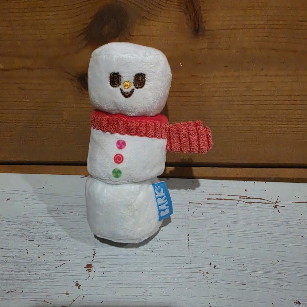 Bark Box Toasty the Snowman Christmas Small 4" Plush Crinkle Squeak Dog Toy NWOT